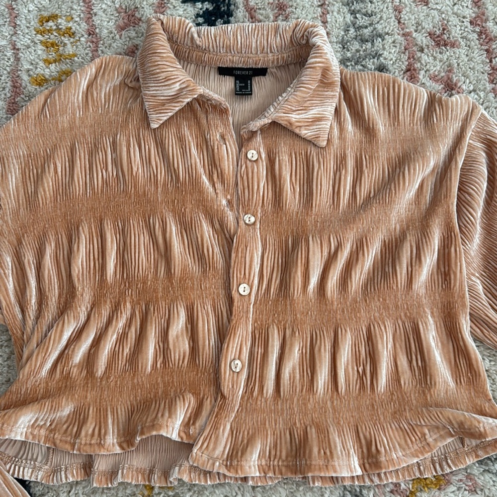 velvet textured button down